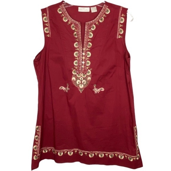 Soft Surroundings Tops - Soft Surroundings Kashmir wine red/Gold size 2X